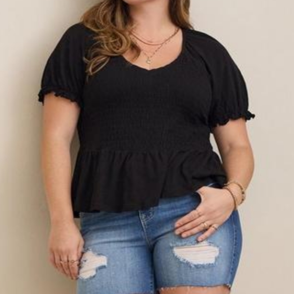 Torrid Black Babydoll Top size 4XL Smocked 4XL - Picture 4 of 11